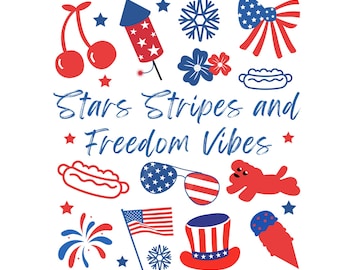 Stars Stripes And Freedom Vibes Png, Patriotic Shirt Png, 4th Of July Png, Girly American Png, American Coquette Bow, Sublimation, Patriotic