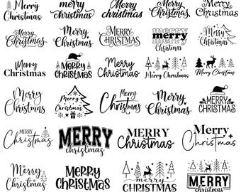 Merry Christmas Text Svg Bundle, Christmas Quote Svg, Holiday Lettering Svg Designs, Cricut Silhouette Cut Files, Digital Download