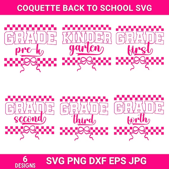 Coquette Back To School Svg Bundle, First Day Of School Svg, Welcome Back To School Svg, Teacher Shirt Svg, Pre-K Kindergarten 1st Grade Svg