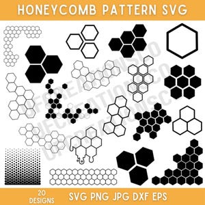 Honeycomb Pattern Svg Bundle, Honeycomb Pattern Clipart, Honeybee Svg Png, Hexagon Pattern Svg, Cricut, Silhouette, Instant Download