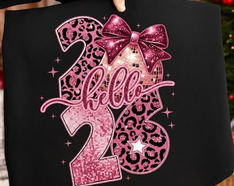Happy New Year 2026 Png, Trendy New Year’s Eve Png, Black & Gold Sequins Glitter PNG, Faux Leopard Print NYE Shirt Design, Hello 2026 PNG