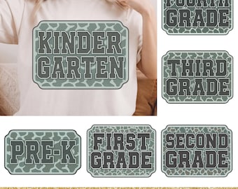 Camo Back to School Bundle Png, Preppy Back To School Png, First Day of School Png, School Boy Sublimation, Pre-K to Third Grade Png