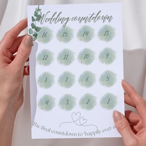 Floral Wedding Countdown | Green Wedding Sign | Rustic Botanical Countdown to Wedding Day | Printable Wedding Countdown | Wedding Countdown