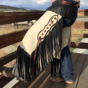 HandMade Cowboy Short Chinks Chap Leather Unisex Chap Cowgirl Pants Chaps Rodeo Style Ranch Equesterian Pants Gifts For Women, Gifts For Men