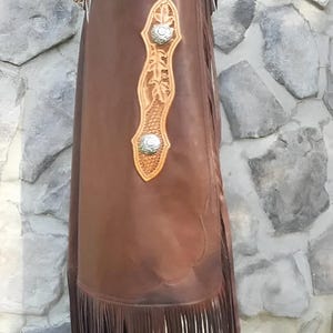 HandMade Cowboy Carving Short Chinks Chap Leather Unisex Chap Cowgirl Pants Chaps Rodeo Style Ranch Equesterian Gifts For Women,Gift For Men
