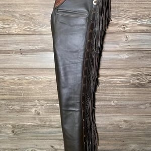 Hand Made Cowboy Distress Brown Chinks Chap Leather Unisex Chap Cowgirl Pants Chaps Rodeo Style Equesterian Gifts For Women, Gifts For Men