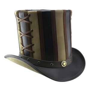 Leren hoed getailleerd korset handgemaakte hoge hoed lederen steampunk cilinderhoed gotische cilinderhoed Victoriaanse hoed cowboyhoed Halloween hoed cadeau voor mannen