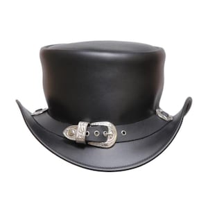 Leren hoed schedels klinknagel band handgemaakte cilinderhoed lederen steampunk cilinderhoed gotische cilinderhoed Victoriaanse hoed cowboyhoed Halloween hoed cadeau voor mannen