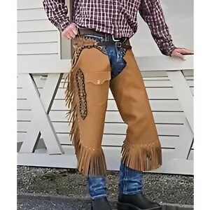 HandMade Cowboy Short Chinks Chap Leather Unisex Chap Cowgirl Pants Chaps Rodeo Style Ranch Equesterian Pants Gifts For Women, Gifts For Men