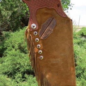 Crafted Cowboy Long Chap Suede Leather Unisex Chap Cowgirl Pants Chaps Rodeo Style Ranch Equesterian Wear Gifts For Women, Gifts For Men