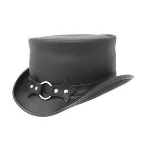 Lederen hoed ring klinknagel band handgemaakte cilinderhoed lederen steampunk cilinderhoed gotische cilinderhoed Victoriaanse hoed cowboyhoed halloween hoed cadeau voor mannen