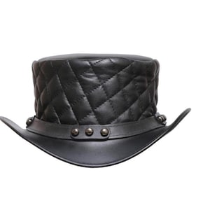 Leren hoed Gewatteerde handgemaakte hoge hoed lederen steampunk cilinderhoed gotische hoge hoed Victoriaanse hoed cowboyhoed Halloween hoed cadeau voor mannen