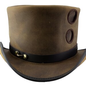 Leren hoed steampunk handgemaakte hoge hoed lederen steampunk cilinderhoed gotische hoge hoed Victoriaanse hoed cowboyhoed halloween hoed cadeau voor mannen