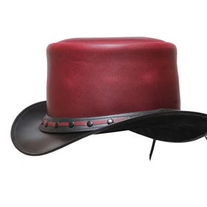 Leren hoed zwarte klinknagels handgemaakte hoge hoed lederen steampunk cilinderhoed gotische hoed Victoriaanse hoed cowboy halloween hoed cadeau voor mannen