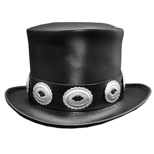 Leren hoed Conchus Band handgemaakte cilinderhoed lederen steampunk cilinderhoed gotische cilinderhoed Victoriaanse hoed cowboyhoed Halloween hoed cadeau voor mannen