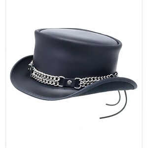 Leren hoed Externder Chain handgemaakte hoge hoed lederen steampunk cilinderhoed gotische cilinderhoed Victoriaanse hoed cowboyhoed Halloween hoed cadeau voor mannen