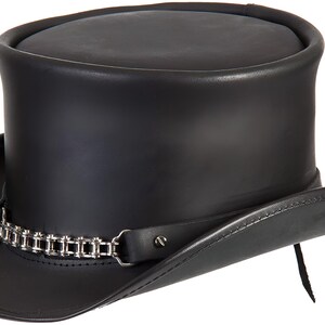 Leren hoed Biker Chain Band handgemaakte cilinderhoed lederen steampunk cilinderhoed gotische cilinderhoed Victoriaanse hoed cowboyhoed Halloween hoed cadeau voor mannen