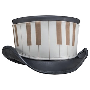 Leren hoed Pianotoetsen kroon handgemaakte cilinderhoed lederen steampunk cilinderhoed gotische cilinderhoed Victoriaanse hoed cowboyhoed Halloweencadeau voor mannen