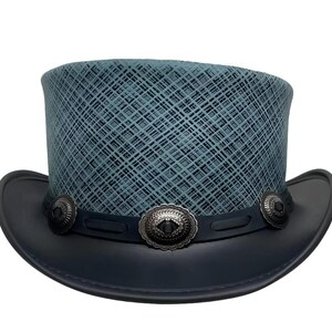 Leren hoed lijnen stapes kroon stijl handgemaakte hoge hoed lederen steampunk cilinderhoed gotische hoed Victoriaanse hoed cowboy halloween hoed cadeau voor mannen