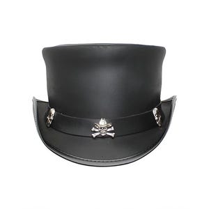 Lederen hoed kruis schedels band handgemaakte cilinderhoed lederen steampunk cilinderhoed gotische cilinderhoed Victoriaanse hoed cowboyhoed Halloween hoed cadeau voor mannen