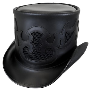 Leren hoed Victoriaanse kroon handgemaakte hoge hoed lederen steampunk hoge hoed gotische hoge hoed Victoriaanse hoed cowboy halloween hoed cadeau voor mannen