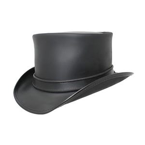 Leren hoed effen band handgemaakte hoge hoed lederen steampunk hoge hoed gotische hoge hoed Victoriaanse hoed cowboyhoed Halloween hoed cadeau voor mannen