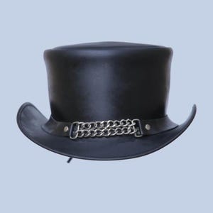 Lederen hoed extender ketting band handgemaakte hoge hoed lederen steampunk hoge hoed gotische hoge hoed Victoriaanse hoed cowboy halloween hoed cadeau voor mannen