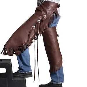 HandMade Cowboy Short Chinks Chap Leather Unisex Chap Cowgirl Pants Chaps Rodeo Style Ranch Equesterian Pants Gifts For Women, Gifts For Men