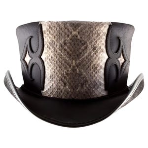 Leren hoed S-print handgemaakte hoge hoed lederen steampunk hoge hoed gotische hoge hoed Victoriaanse hoed cowboy halloween hoed cadeau voor mannen
