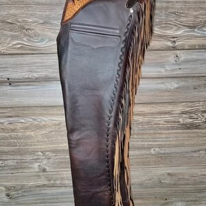 Hand Made Cowboy Distress Brown Chinks Chap Leather Unisex Chap Cowgirl Pants Chaps Rodeo Style Equesterian Gifts For Women, Gifts For Men