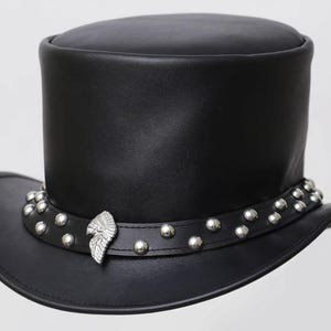 Lederen hoed rode Indiase schedels band handgemaakte hoge hoed lederen steampunk cilinderhoed gotische hoed Victoriaanse hoed cowboyhoed Halloween cadeau voor mannen