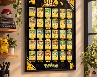Espositore per carte Pikachu 30° anniversario / Layout 6x5 50 x 70 cm / Espositore per carte TCG / Cornice per carte Pokemon / Espositore Pokemon / Decorazione per la casa Pokemon