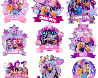 K-Pop Demon Hunters Cake Toppers | Editable Birthday Party PNG (Digital Download)