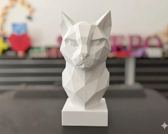 Geometrische kattenbuste - Low Poly-stijl