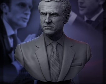 Buste van Emmanuel Macron, Franse politicus