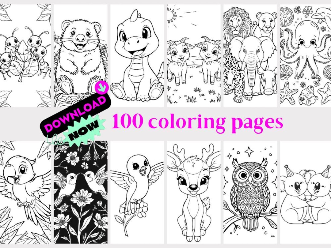 Coloring Pages Printable Packet.pdf 100 Printable Coloring Pages | Instant Download PDF | Kids Coloring ...