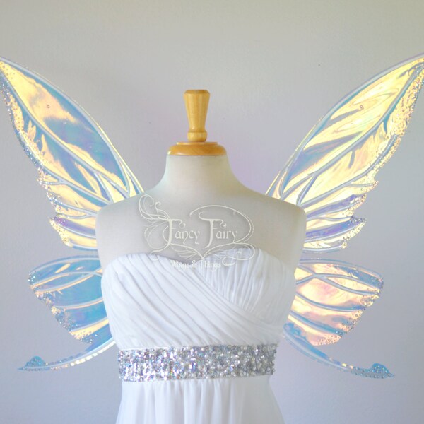 Titania Iridescent Fairy Wings with Swarovski Crystals in Clear with Pearl Veins as seen on Katy Perry
