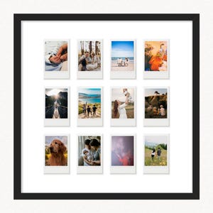 Custom Polaroid Frame Collage 16x16 with 12 Polaroid Instax Mini Prints