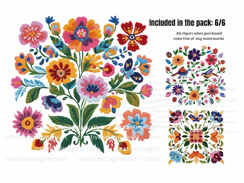 Otomi Mexican Embroidery Clipart: Folk Art PNG Bundle (digital Download ...