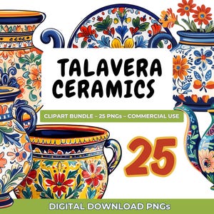 Cerâmica Talavera PNG Clip Art, Decoração de Arte Popular Mexicana, Arte para Imprimir em Vaso Colorido, Impressões Digitais em Cerâmica, Pacote de Download Digital