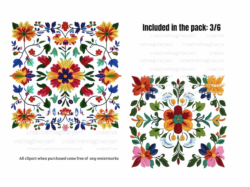Otomi Mexican Embroidery Clipart: Folk Art PNG Bundle (digital Download ...