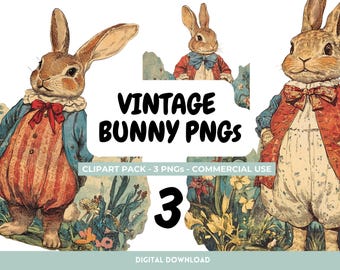 Vintage Bunny Clipart: Victorian Rabbits, Spring PNG (Digital Download)