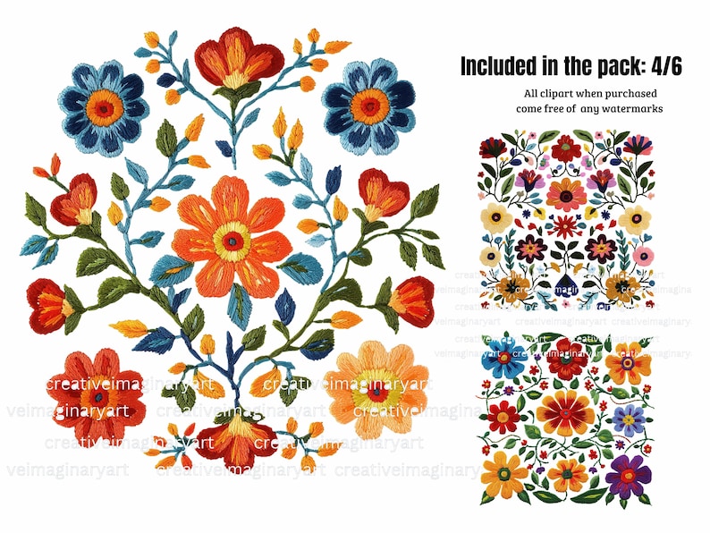 Otomi Mexican Embroidery Clipart: Folk Art PNG Bundle (digital Download ...
