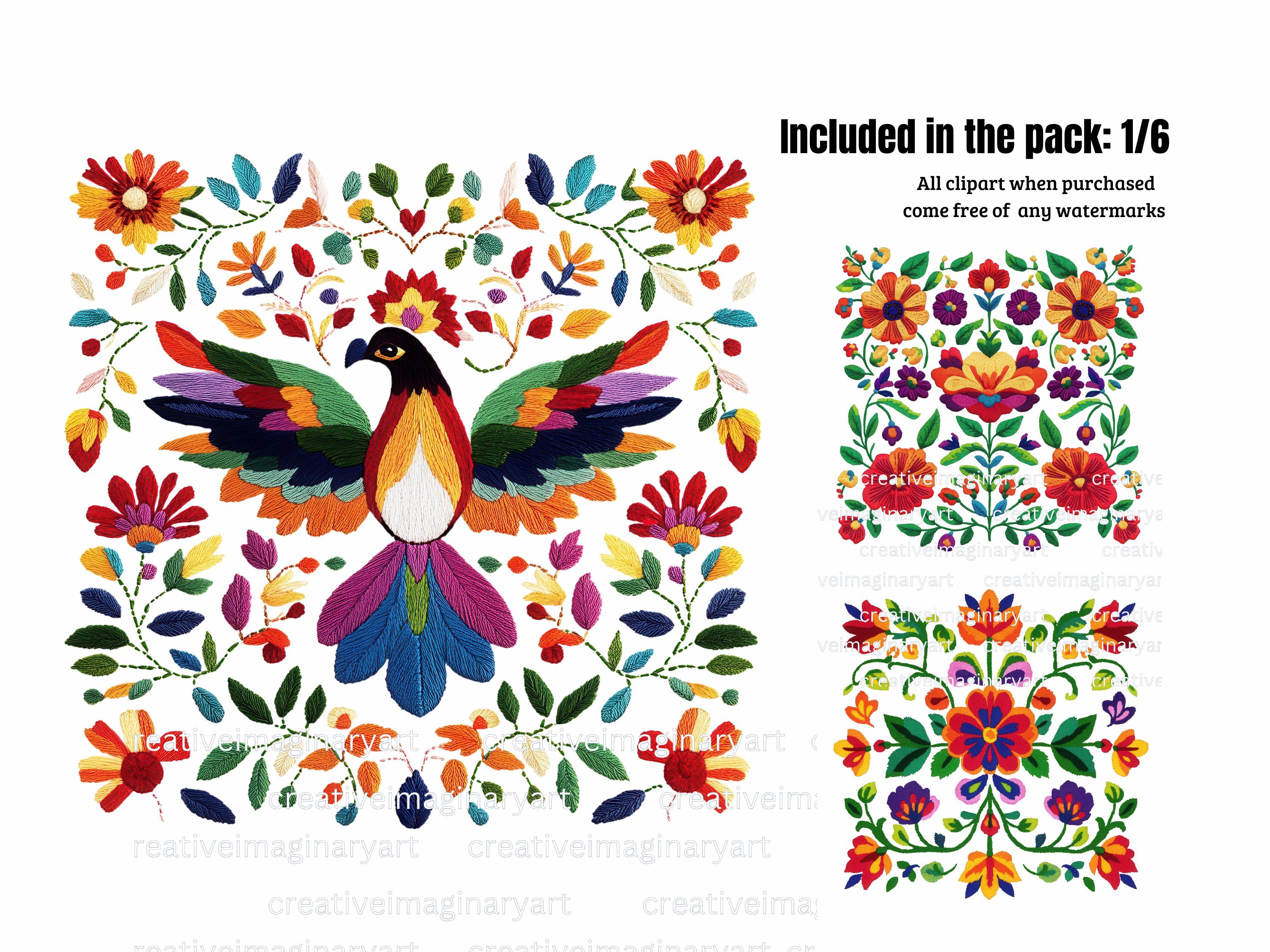 Otomi Mexican Embroidery Clipart: Folk Art PNG Bundle (digital Download ...