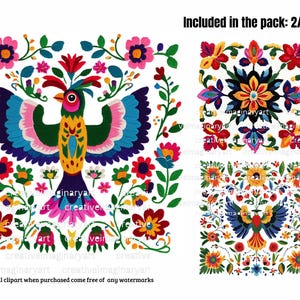 Otomi Folk Art Clipart: Mexican Embroidery PNG Bundle (digital Download ...