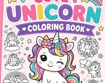 Eenhoorn kleurboek voor kinderen van 4-8 jaar, 30 schattige magische eenhoornpagina's, printbaar