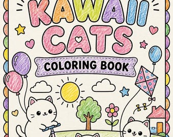 Kleurboek met katten voor kinderen van 4-8 jaar, schattige kattenkleurplaten, 20 makkelijke en leuke kattenkleurplaten, printbaar