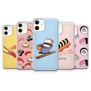 Sushi Phone Case Japanese Food Cover for iPhone 16Pro, 15, 14, 13, 12, Samsung S25, S24Ultra, S23FE, S22, A16, A55, Pixel 9Pro, 8