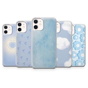 淡いブルーの携帯電話ケース、iPhone 16Pro、15、14、13、12、Samsung S25、S24Ultra、S23FE、S22、A16、A55、Pixel 9Pro、8用、美しくクールなカバー