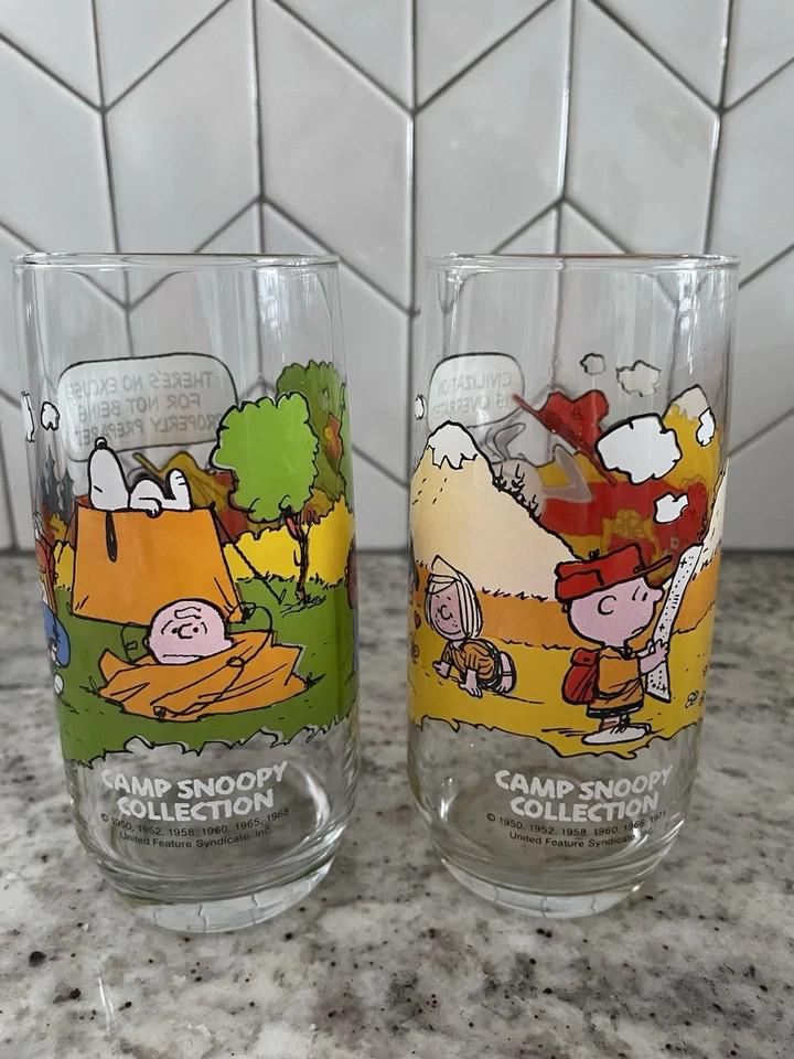 1965 スヌーピー ピーナッツ 当時物 ビンテージ 昭和レトロ ガラスコップ Peanuts Snoopy “hamburger & Hotdog” Glass スヌーピー